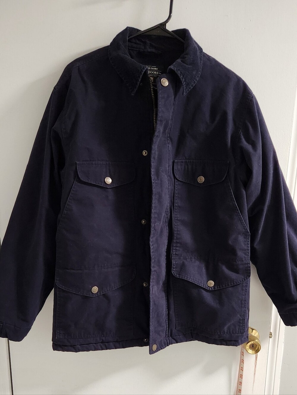 Faded Glory Navy Field Jacket with Corduroy Collar, Size S